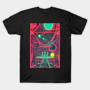 Neon Abstract Room with Table T-Shirt